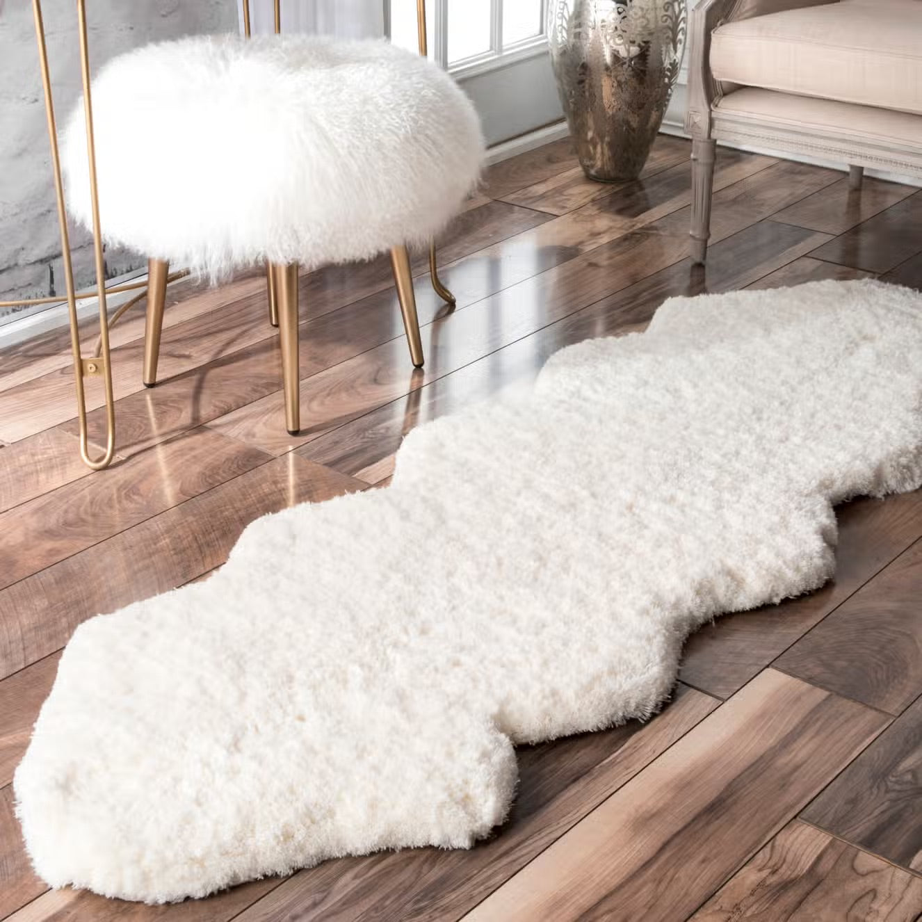 Hand Tufted Double Pelt Faux Sheepskin Area Rug