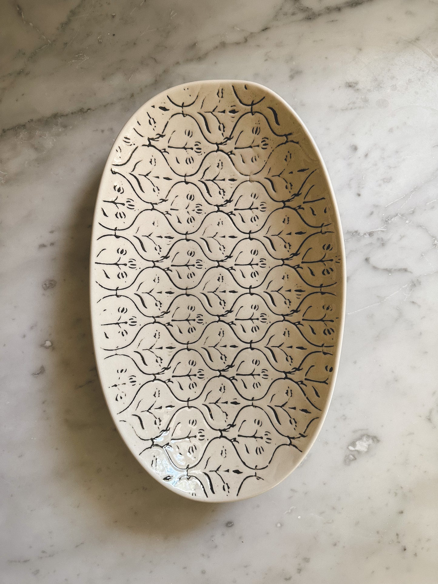 Hand Stamped Ceramic Patten Platter