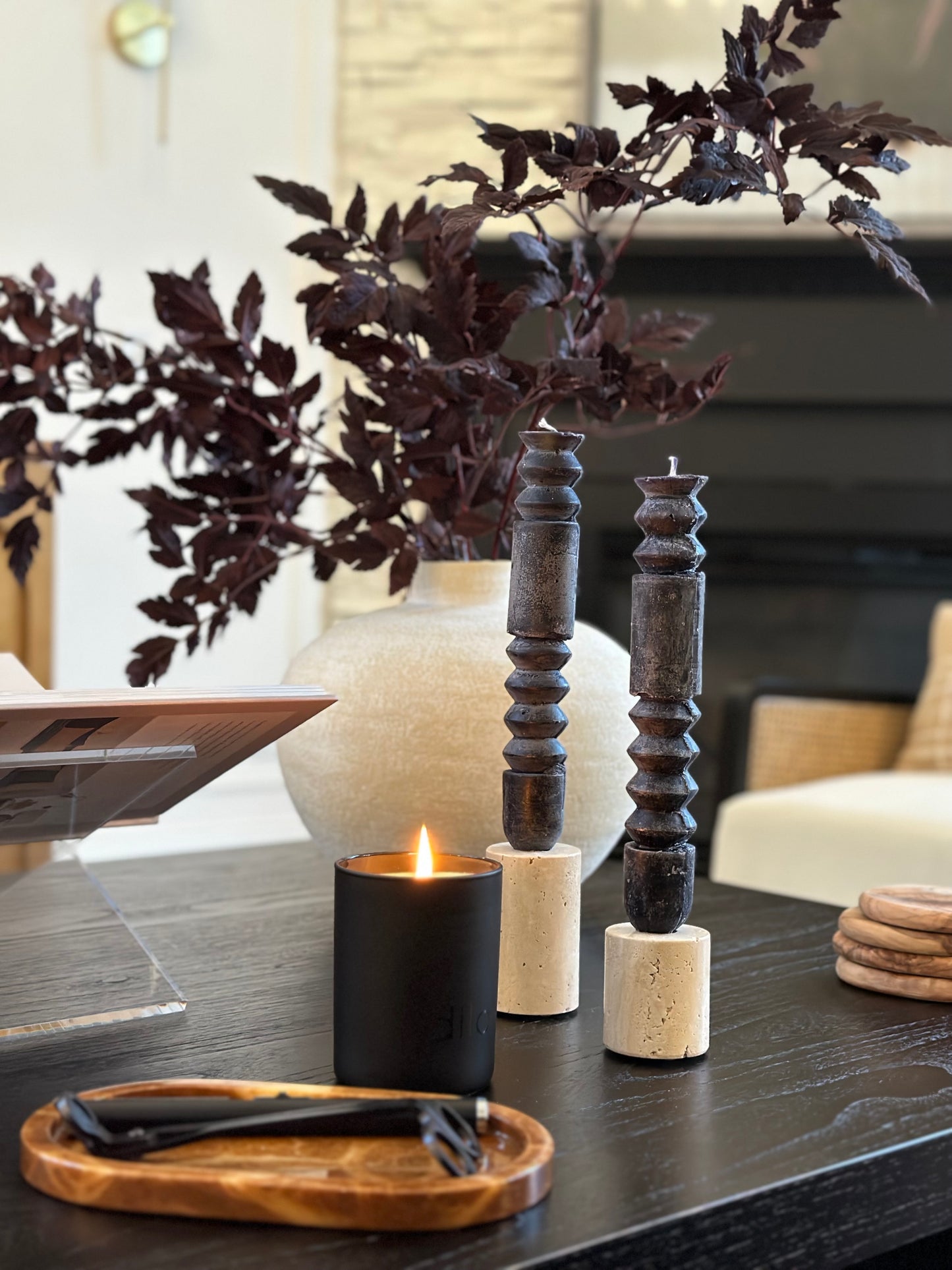 Black Totem Taper Candles in Box
