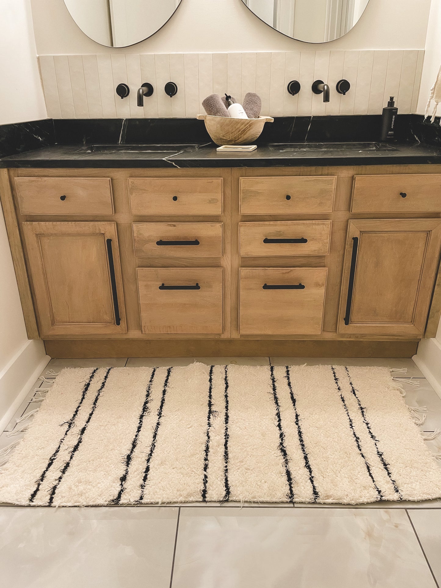 LAST ONE Helga Black & White Stripe Rug