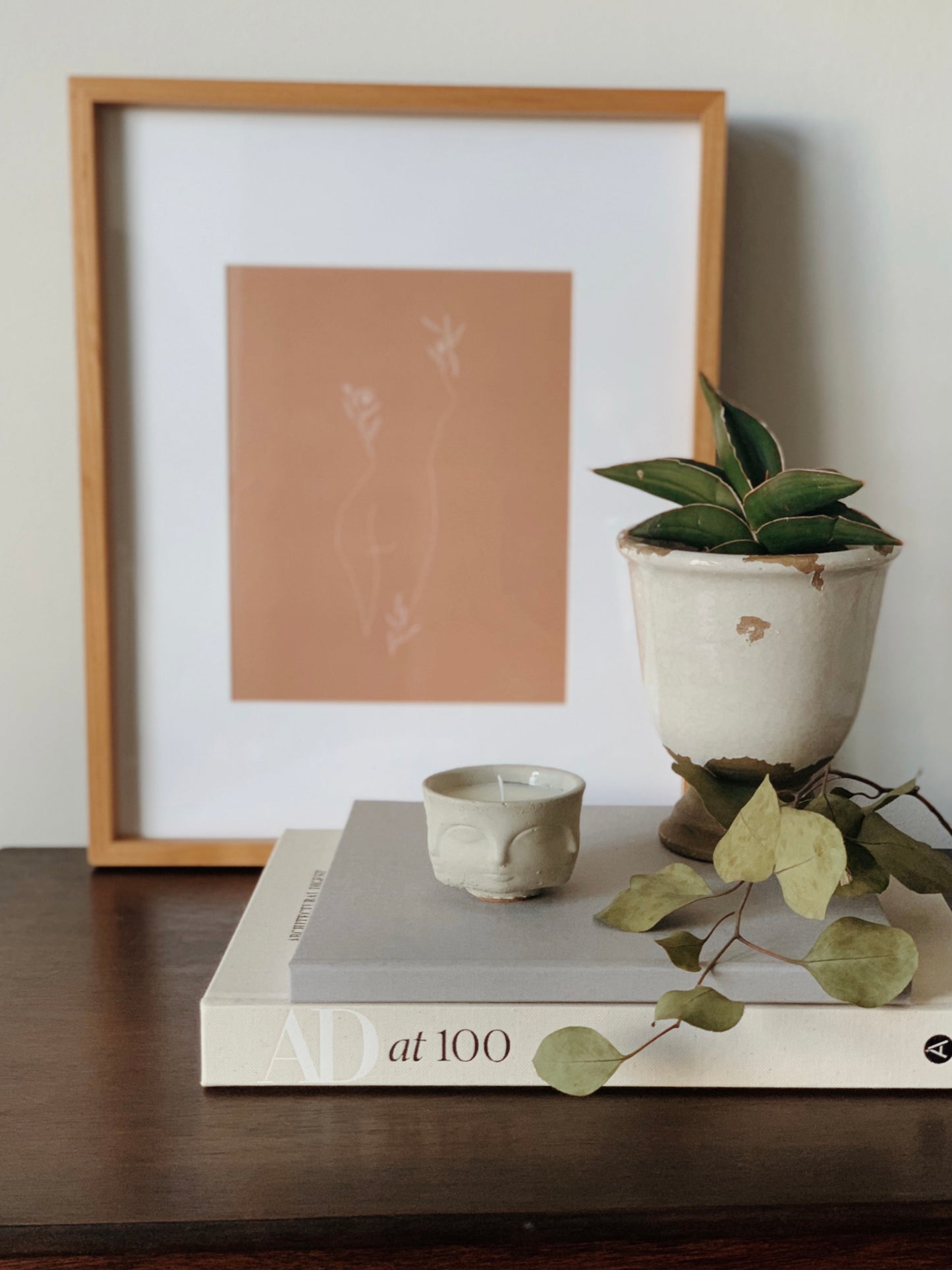 Hand-Poured Cement Face Candle