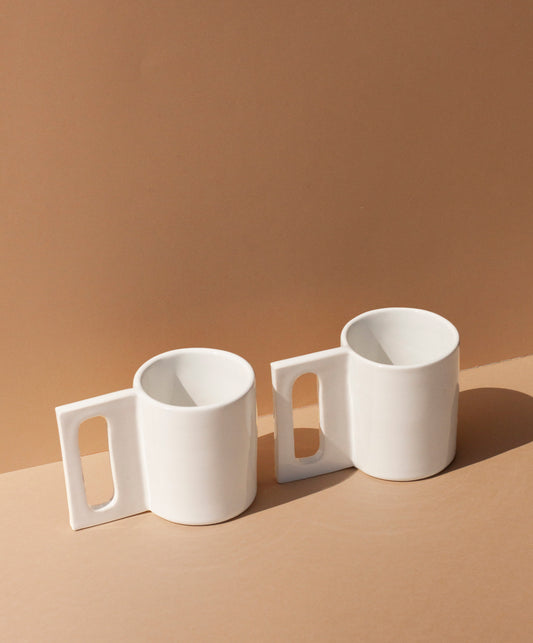 Handmade Gloss White Geo Mug