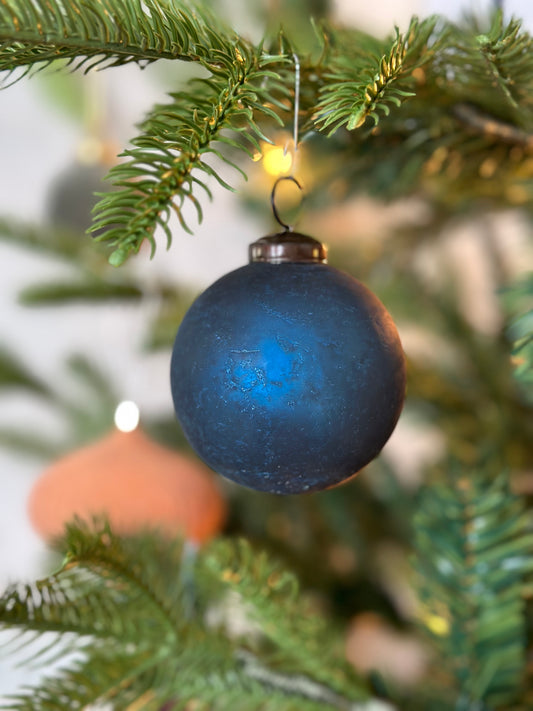 Midnight Blue Frosted Glass Ornament