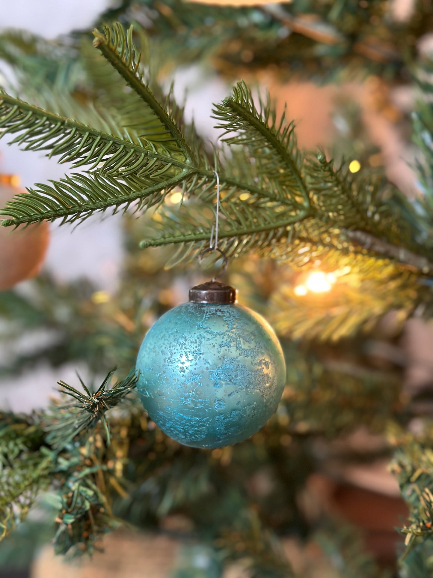 Ice Blue Frosted Glass Ornament