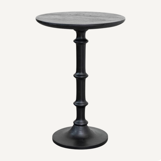 Turned Accent Table in Matte Black