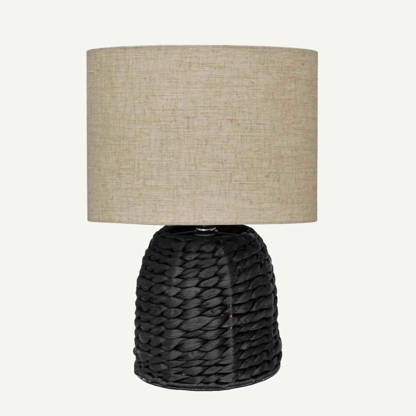 Woven Table Lamp with Linen Shade
