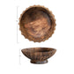 Scalloped Edge Carved Wood Footed Bowl