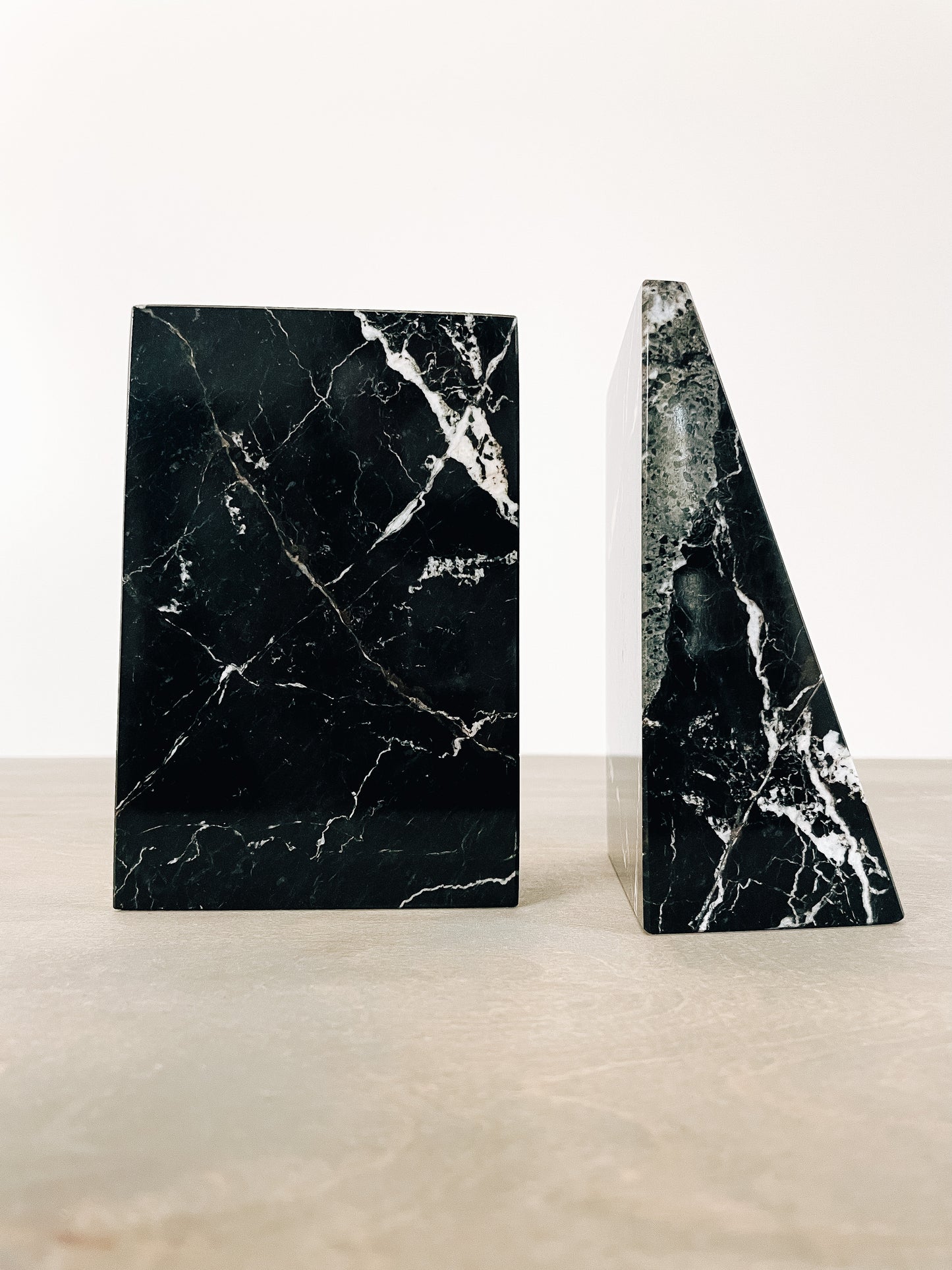 Black Marble Wedge Bookend